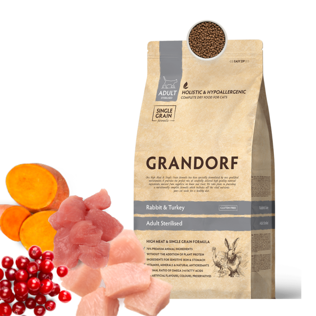 Grandorf Karma dla Kota Rabbit Turkey Adult Sterilised 0,4 kg