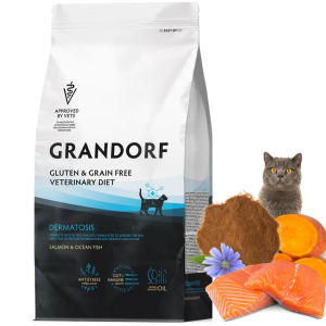 Grandorf Veterinary Diet Cat Dermatosis Salmon Ocean Fish <span class="dynamic-weight">0.4 kg, 2 kg</span>