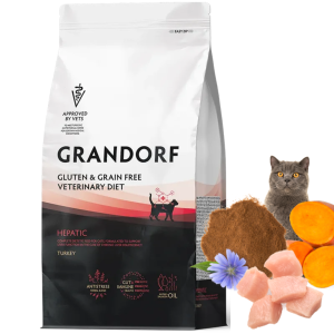Grandorf Veterinary Diet Cat Hepatic Turkey Na Problemy z  Wątrobą <span class="dynamic-weight">2.4 kg</span>